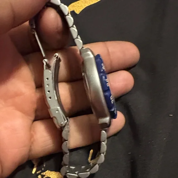 Men's Blue and Silver Chronograph Watch